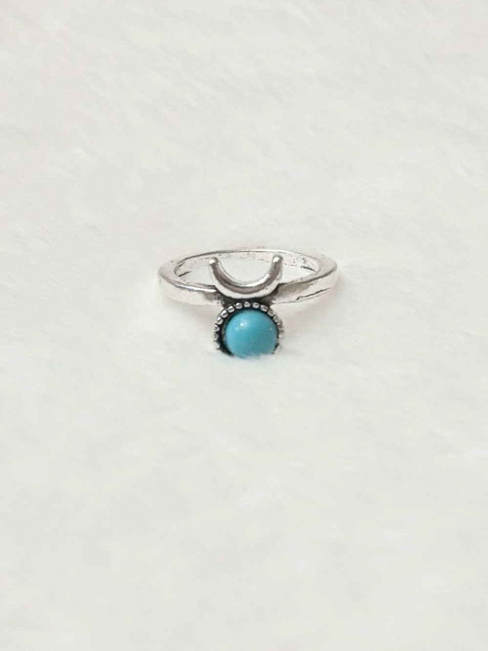 5/$8 🩷 MUST BUNDLE Silver Crescent Ring with Turquoise Stone - Women Jewelry